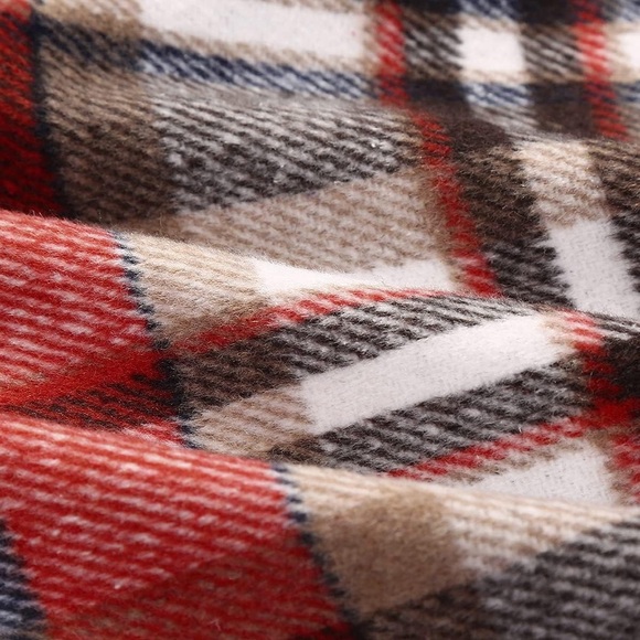 Womens Long Wool Plaid Tartan Aline High Waisted Winter Skirt Small Wine Red - Picture 7 of 11